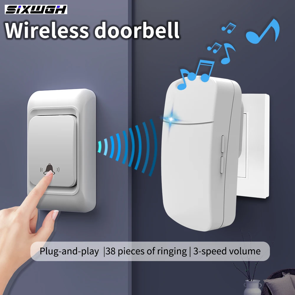 Wireless Doorbell Set EU Plug - Multiple Combinations 38 Ringtones Available - Modern Minimalist Style Door Bell for Home
Wireless Doorbell Set EU Plug - Multiple Combinations 38 Ringtones Available - Modern Minimalist Style Door Bell for Home