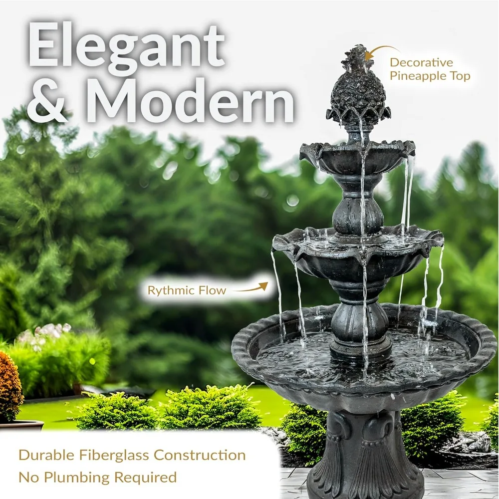 US Shipping Hot New Large Electric Water Fountain with Pineapple Topper for Garden Patio or Yard 3-Tier Deep Espresso
US Shipping Hot New Large Electric Water Fountain with Pineapple Topper for Garden Patio or Yard 3-Tier Deep Espresso