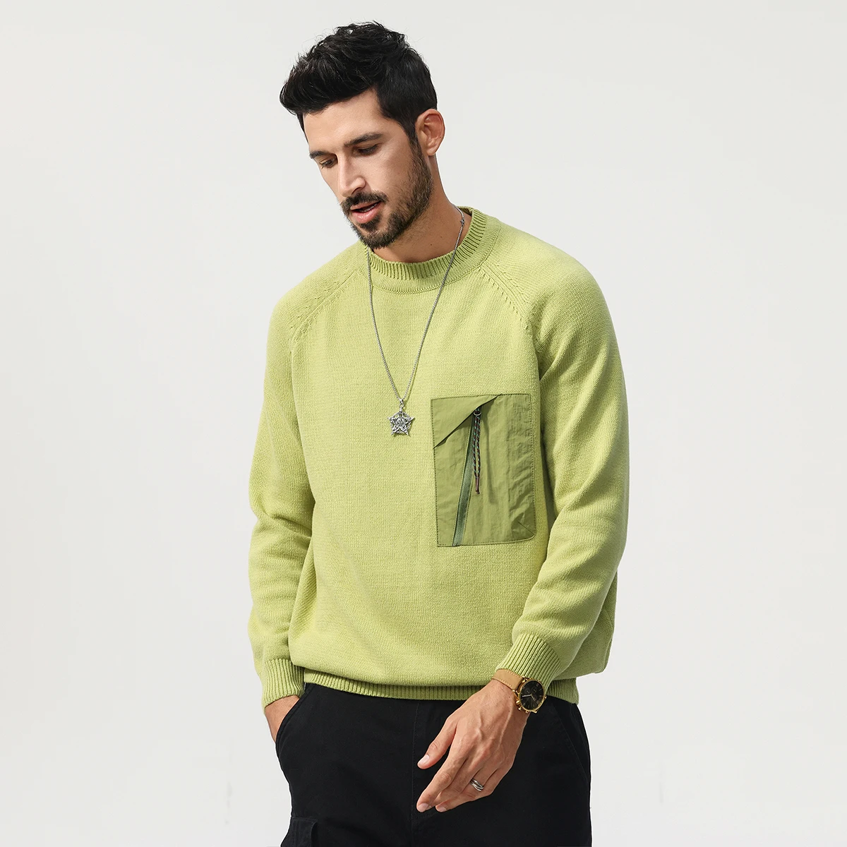 Autumn Winter Splice Pocket Sweaters Men Streetwear Fashion Vintage Loose Casual Pullover Knitted Sweater Knitwear Jumpers Tops
Autumn Winter Splice Pocket Sweaters Men Streetwear Fashion Vintage Loose Casual Pullover Knitted Sweater Knitwear Jumpers Tops