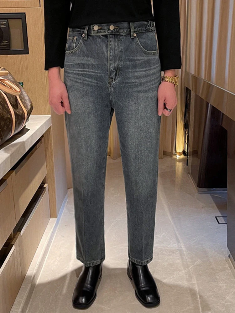 Мужские джинсы прямого кроя в стиле ретро, темно-синие, повседневные, износостойкие, облегающие, из денима
Мужские джинсы прямого кроя в стиле ретро, темно-синие, повседневные, износостойкие, облегающие, из денима