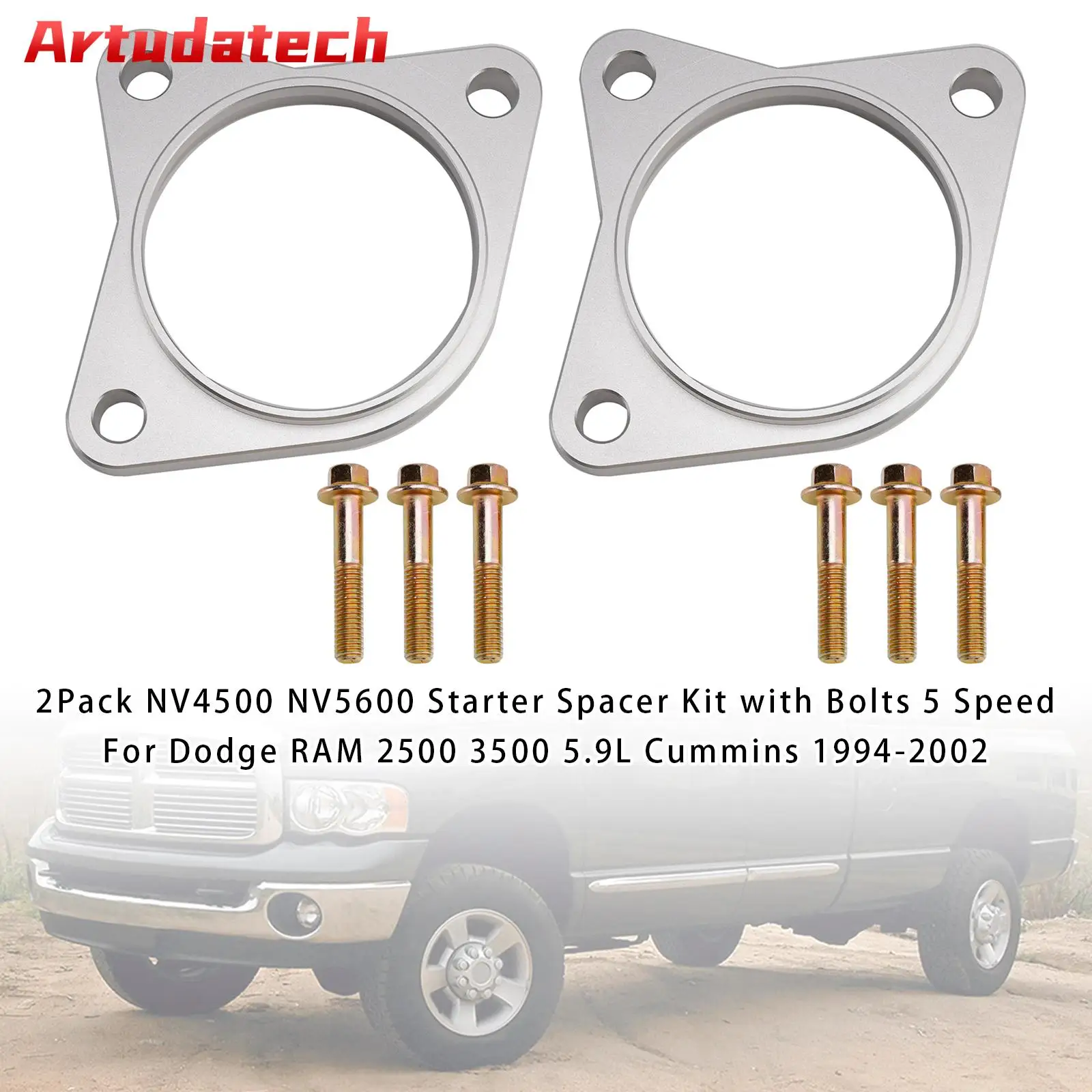 Artudatech 2Pack NV4500 NV5600 Starter Spacer Kit with Bolts 5 Speed For RAM 2500 5.9L
Artudatech 2Pack NV4500 NV5600 Starter Spacer Kit with Bolts 5 Speed For RAM 2500 5.9L