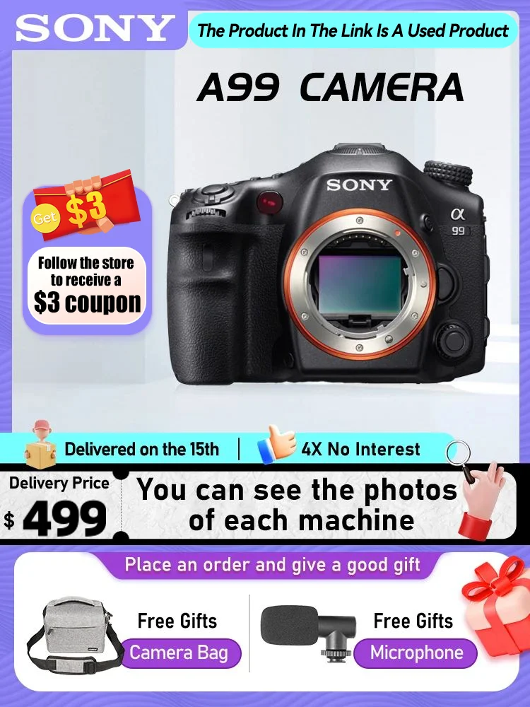Sony A99 A99 II A77 A77 II Full Frame DSLR Digital Camera 4K Video Photography 4X Digital Zoom Five Axis Anti Shaking A99 (Used)
Sony A99 A99 II A77 A77 II Full Frame DSLR Digital Camera 4K Video Photography 4X Digital Zoom Five Axis Anti Shaking A99 (Used)