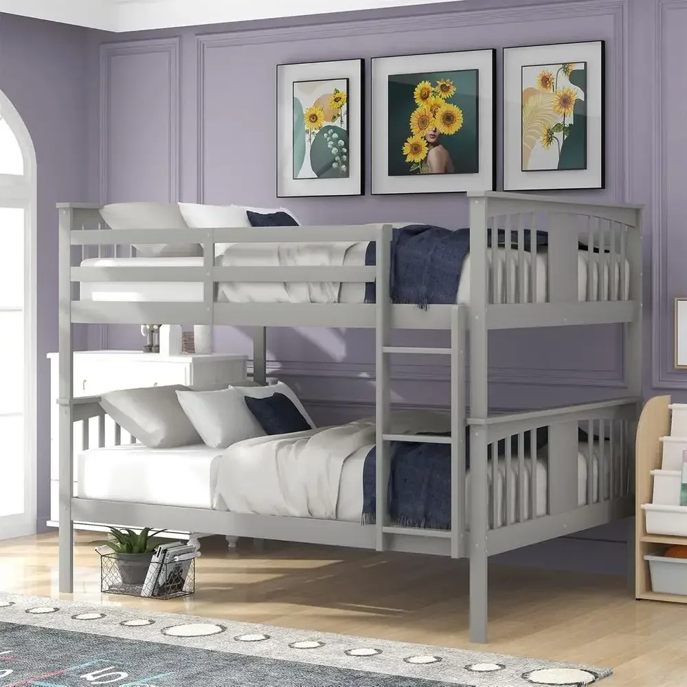 New Grey Full Over Full Bunk Beds with Ladder and High Guardrail - No Box Spring Needed
New Grey Full Over Full Bunk Beds with Ladder and High Guardrail - No Box Spring Needed