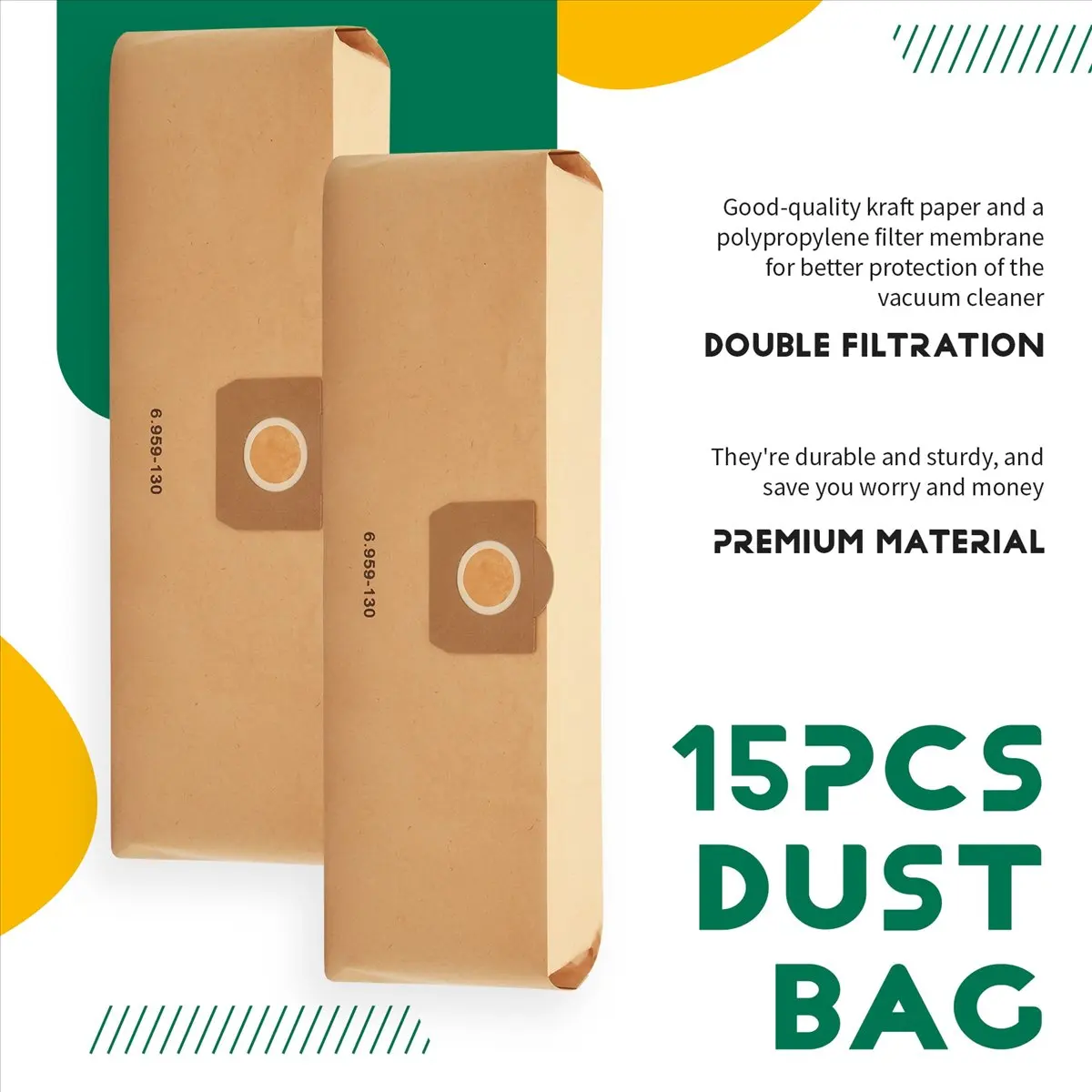 (A61K) 15 Pcs Vacuum Cleaner Bag for Karcher 6.959-130.0 Filter Bags for A2201 WD3 Paper Bag Wet & Dry Vacuum Cleaner Parts
(A61K) 15 Pcs Vacuum Cleaner Bag for Karcher 6.959-130.0 Filter Bags for A2201 WD3 Paper Bag Wet & Dry Vacuum Cleaner Parts
