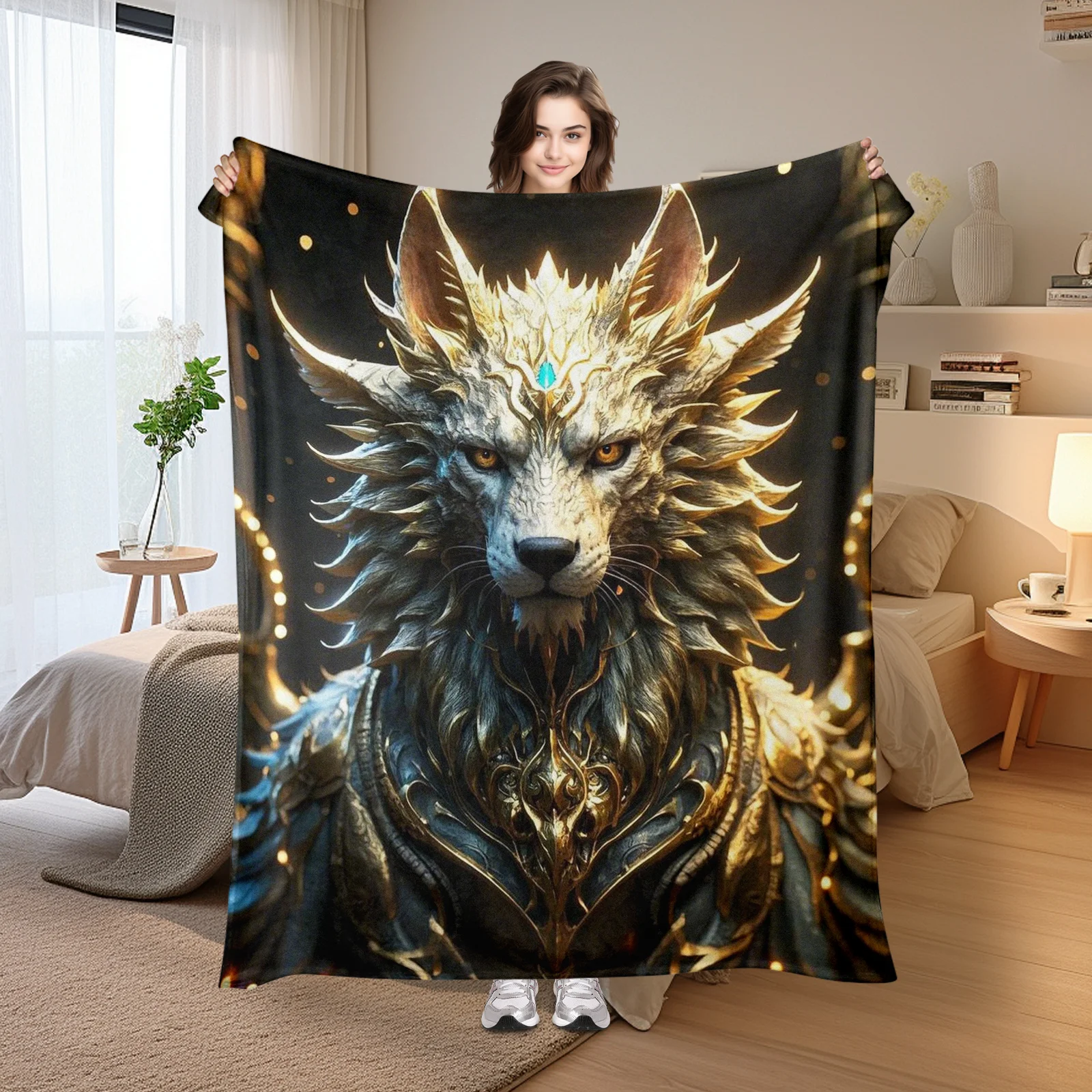 Fenrir Mythical Blanket In Golden Tones With Fantasy Art And Mythological Themes For Striking And Majestic Home Accents
Fenrir Mythical Blanket In Golden Tones With Fantasy Art And Mythological Themes For Striking And Majestic Home Accents