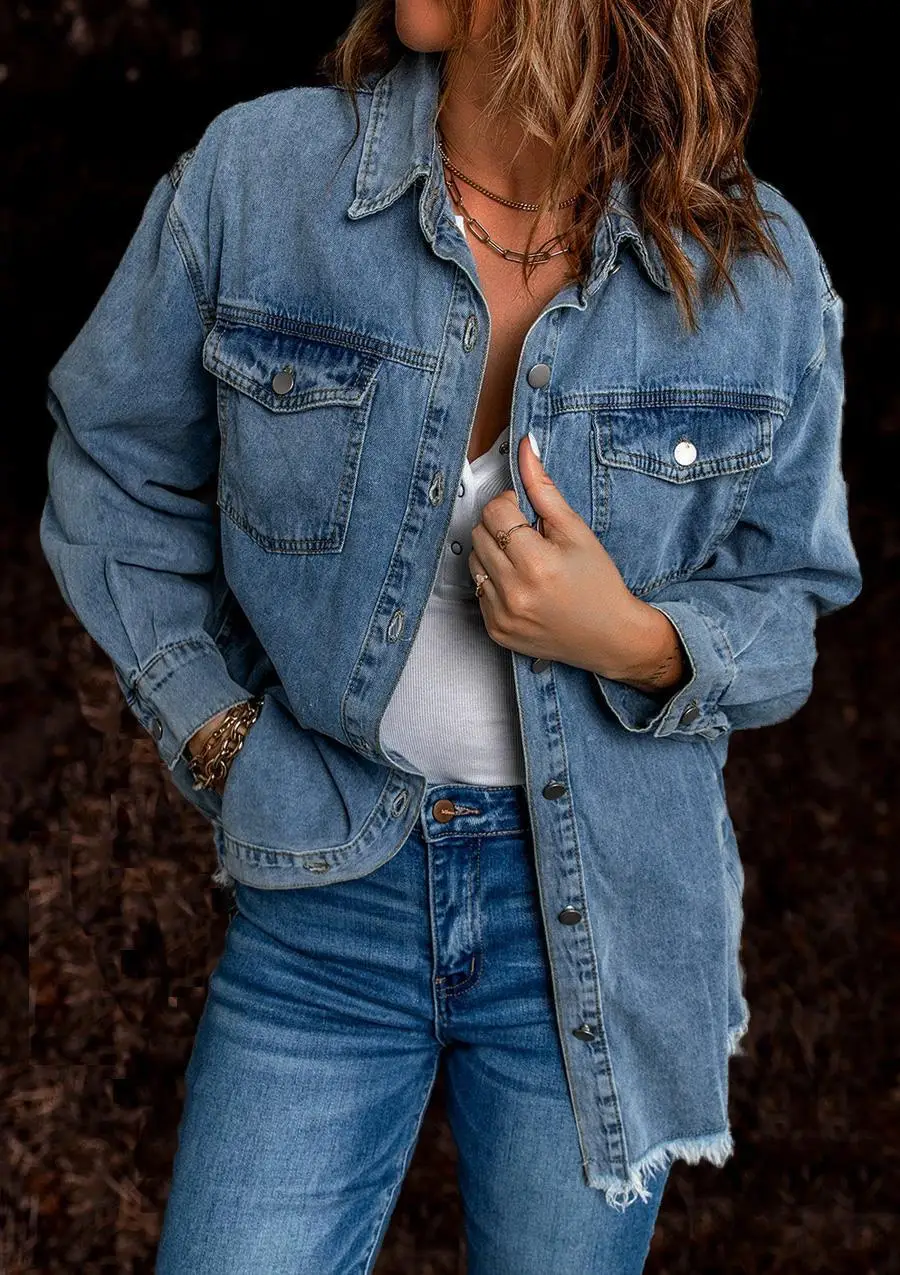 Denim shirt jacket 2025 spring street trendsetters lapel simple women's shirt jacket women's top
Denim shirt jacket 2025 spring street trendsetters lapel simple women's shirt jacket women's top