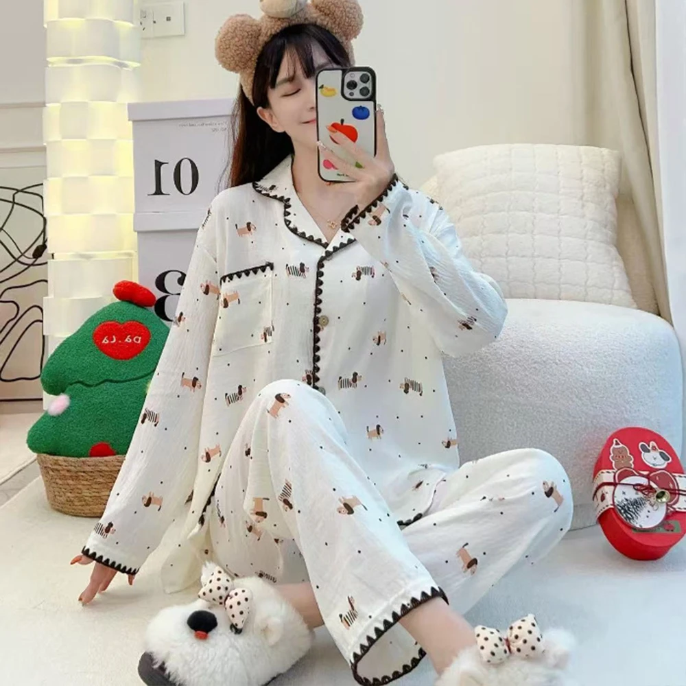 Women's Pajamas Spring Autumn Set Sanrio Hello Kitty Dachshund Long Sleeves Long Pants Cute Leisure Girl Pajamas Homewear New
Women's Pajamas Spring Autumn Set Sanrio Hello Kitty Dachshund Long Sleeves Long Pants Cute Leisure Girl Pajamas Homewear New