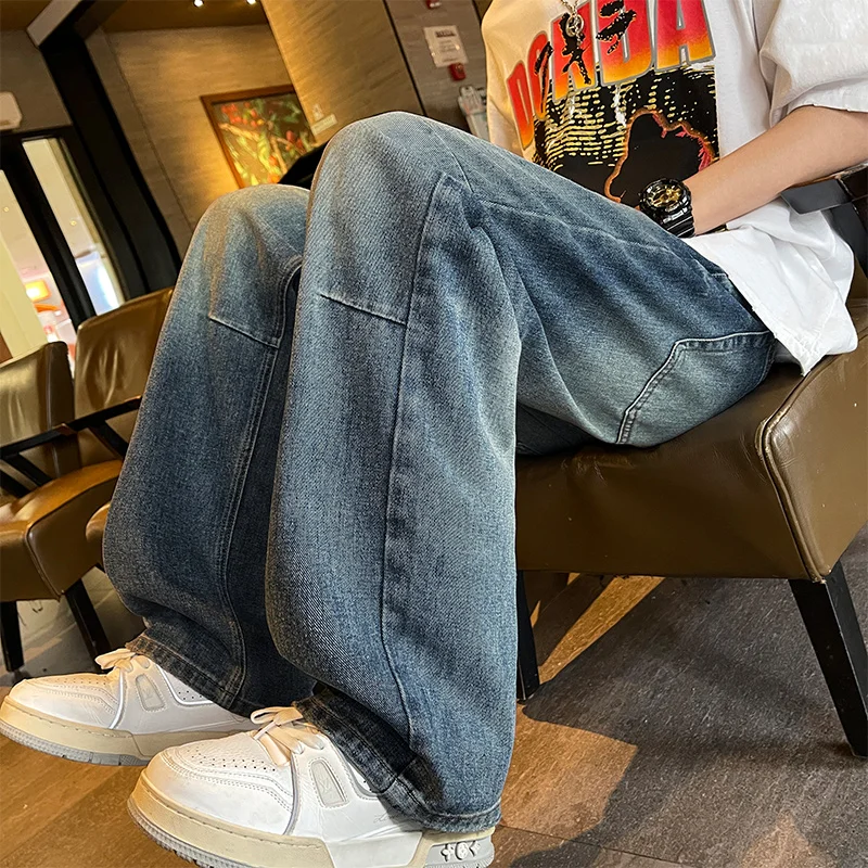 Vintage Straight Jeans Men's 2025 Casual Wide-leg Denim Trousers Fashion Loose Blue Wash Streetwear Male Trousers
Vintage Straight Jeans Men's 2025 Casual Wide-leg Denim Trousers Fashion Loose Blue Wash Streetwear Male Trousers
