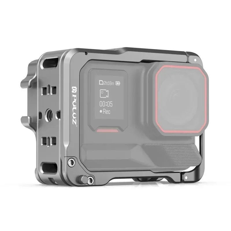 For Insta360 Ace Pro 2 Aluminum Alloy Protective Cage Rig Dual Cold Shoe Housing Frame