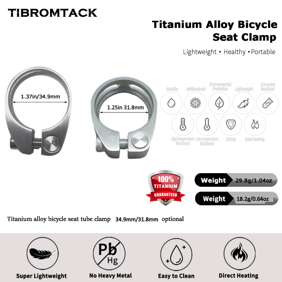 Зажим для велосипедного сиденья TIBROMTACK из титанового сплава 31,8/34,9 мм, легкий, высокопрочный
Зажим для велосипедного сиденья TIBROMTACK из титанового сплава 31,8/34,9 мм, легкий, высокопрочный
