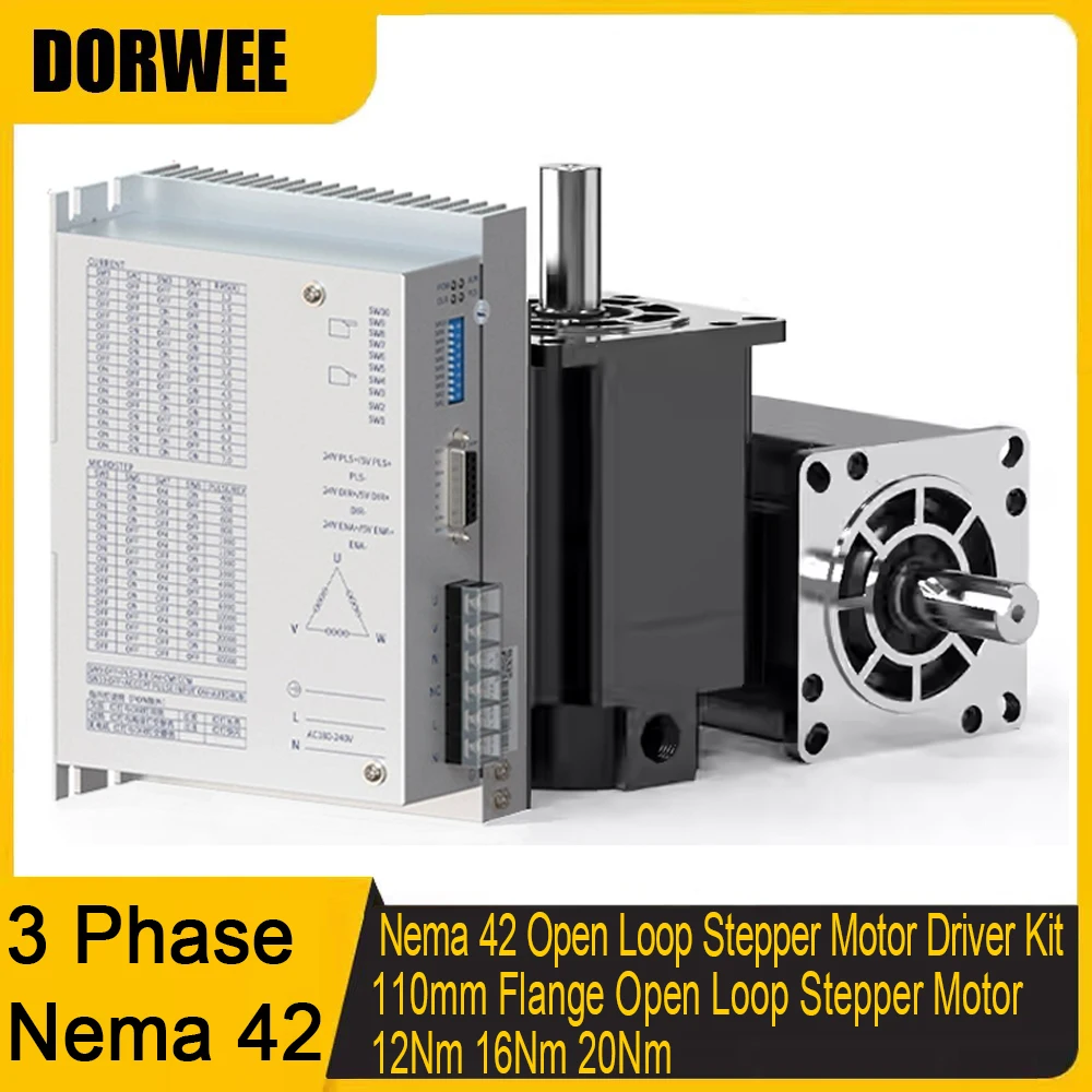 3 Phase Nema42 Stepper Motor 110mm Flange Stepper Motor 12Nm 16Nm 20Nm 19mm Shaft Motor AC180-240V H3722 Driver Kit
3 Phase Nema42 Stepper Motor 110mm Flange Stepper Motor 12Nm 16Nm 20Nm 19mm Shaft Motor AC180-240V H3722 Driver Kit