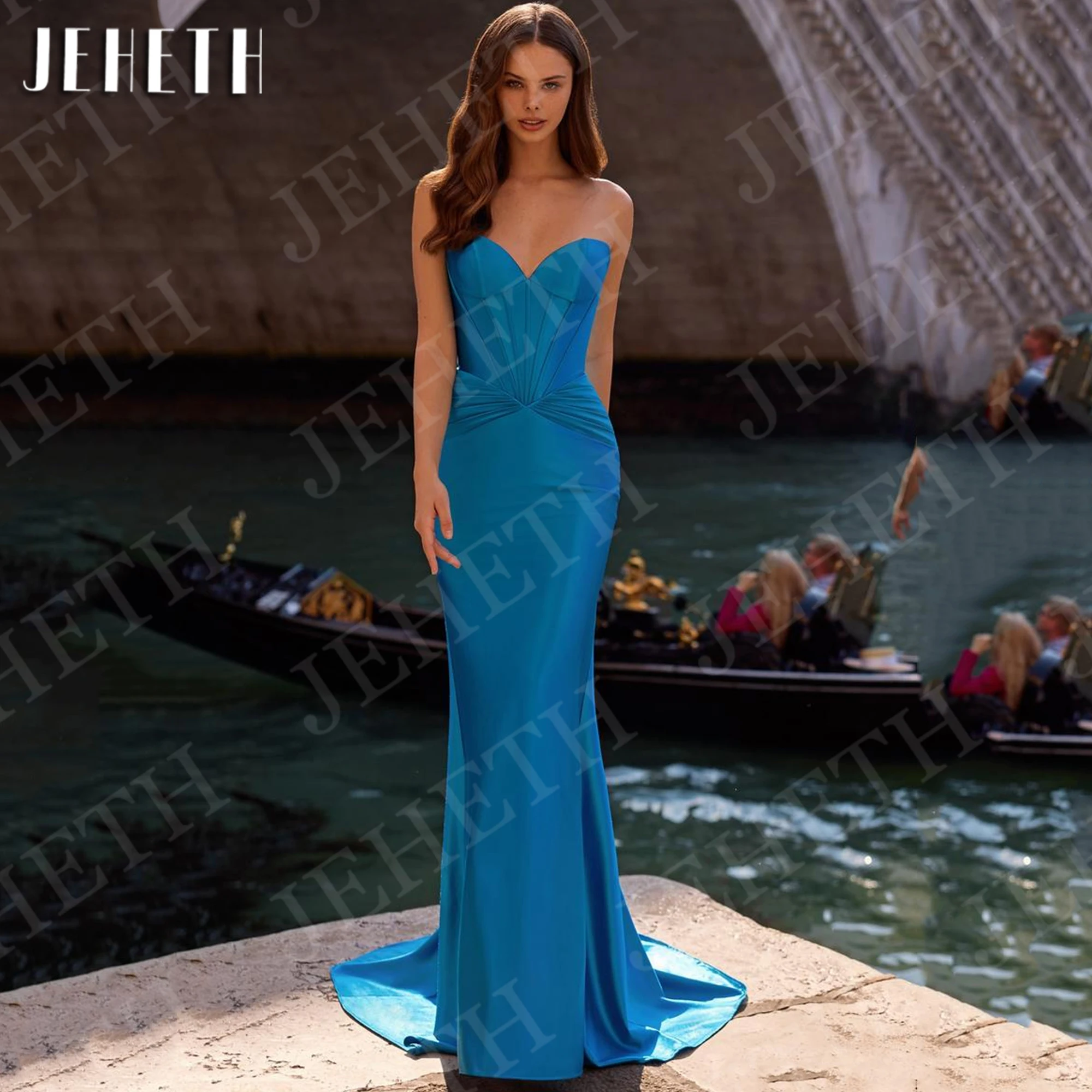 JEHETH Mermaid Evening Dresses Sweetheart Sleeveless Blue Strapless Satin Formal Party Dress Woman Customized vestidos de festa
JEHETH Mermaid Evening Dresses Sweetheart Sleeveless Blue Strapless Satin Formal Party Dress Woman Customized vestidos de festa