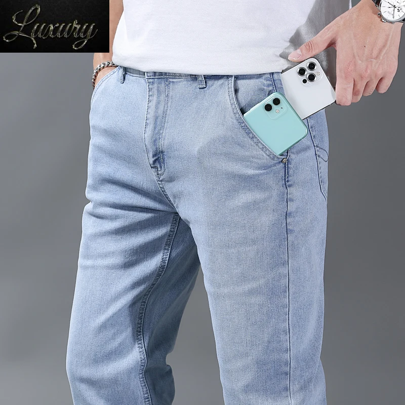 New Classic Summer Thin Denim Blue Jeans Men Anti-theft Zipper Fashion Casual Solid Color Male Stretch Trousers
New Classic Summer Thin Denim Blue Jeans Men Anti-theft Zipper Fashion Casual Solid Color Male Stretch Trousers