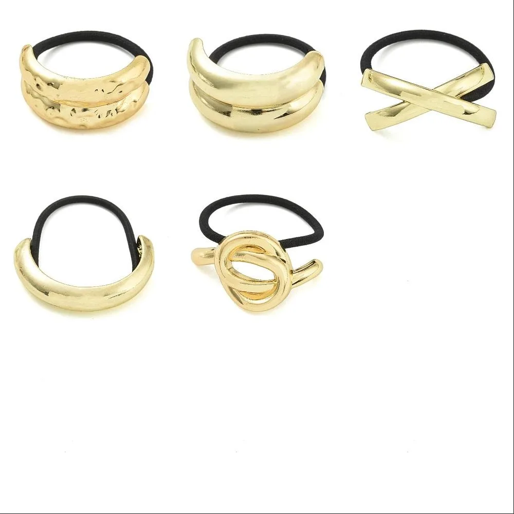 5Pcs 5 Styles Elastic Hair Ties Alloy Ponytail Holder Hair Accessories for Women Girls Golden Inner Diameter: 51mm 1pc/style
5Pcs 5 Styles Elastic Hair Ties Alloy Ponytail Holder Hair Accessories for Women Girls Golden Inner Diameter: 51mm 1pc/style