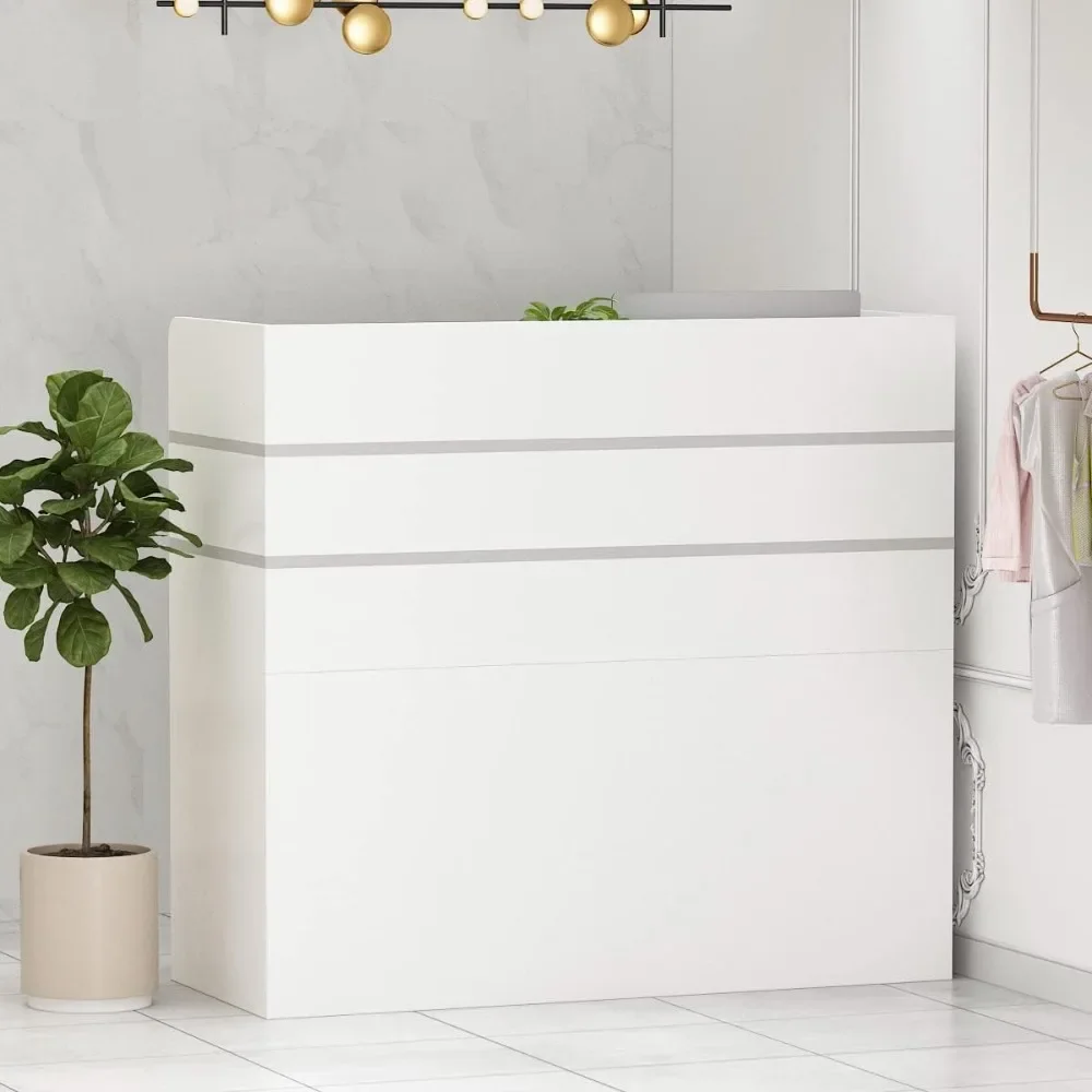 Reception Desk with Counter, 3 Drawers & Storage Shelves, Reception Counter Table with Private Panels, for Salon Reception Room
Reception Desk with Counter, 3 Drawers & Storage Shelves, Reception Counter Table with Private Panels, for Salon Reception Room