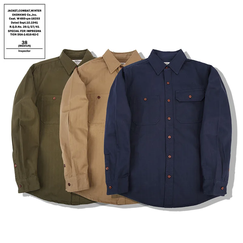 OKONKWO new spring solid color herringbone shirt men's engineer Japanese workwear long-sleeved shirt
OKONKWO new spring solid color herringbone shirt men's engineer Japanese workwear long-sleeved shirt