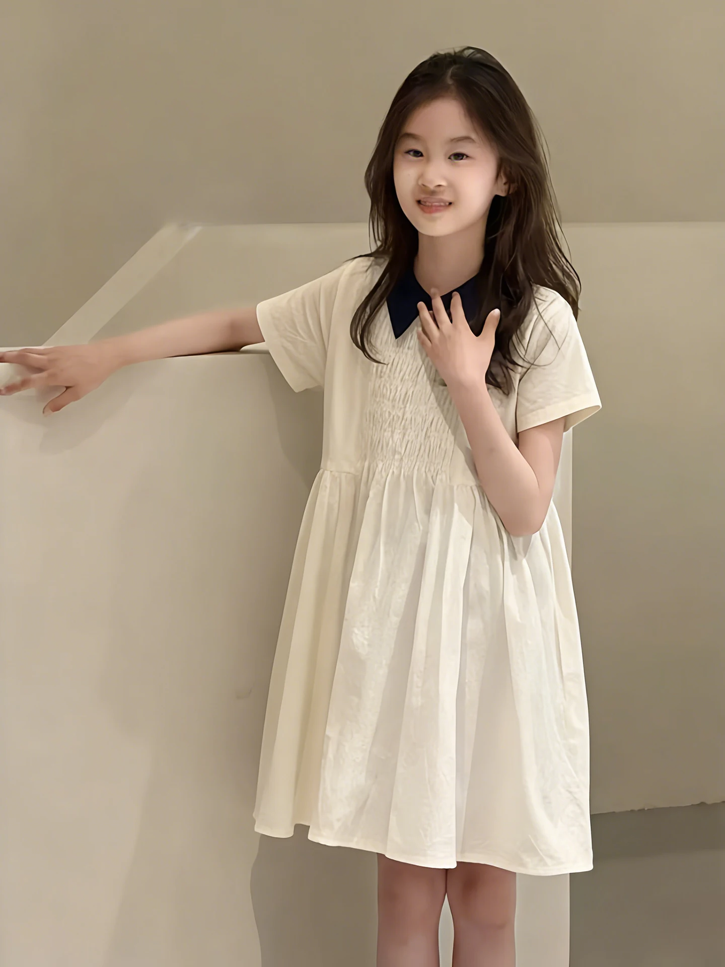 Girls Dress Children's Skirt Summer Fashionable White School Style Turn-down Collar Simple Elegant Clothes Short Sleeve Midi ...
Girls Dress Children's Skirt Summer Fashionable White School Style Turn-down Collar Simple Elegant Clothes Short Sleeve Midi ...