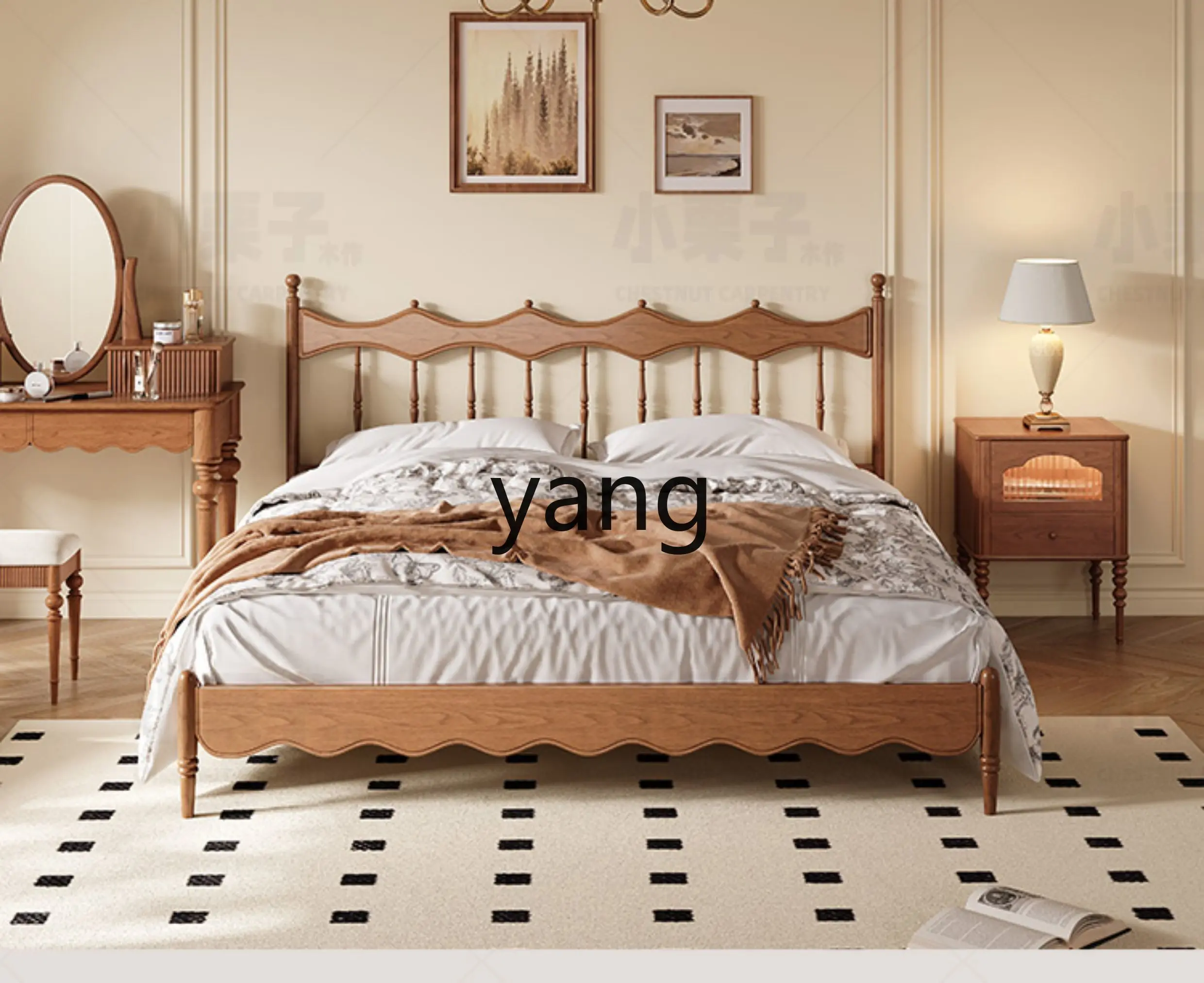 LMM French retro full solid wood bed master bedroom simple modern small apartment soft bag American style
LMM French retro full solid wood bed master bedroom simple modern small apartment soft bag American style