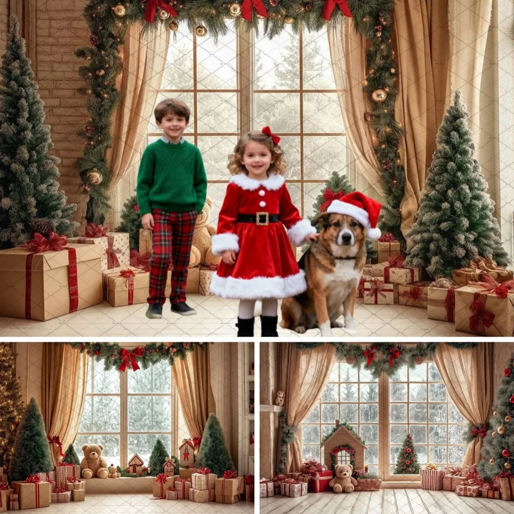 Christmas Room Window Photography Background Xmas Tree Wreath Gift Bear Floor Backdrop Winter Kids Family Photo Studio Props
Christmas Room Window Photography Background Xmas Tree Wreath Gift Bear Floor Backdrop Winter Kids Family Photo Studio Props