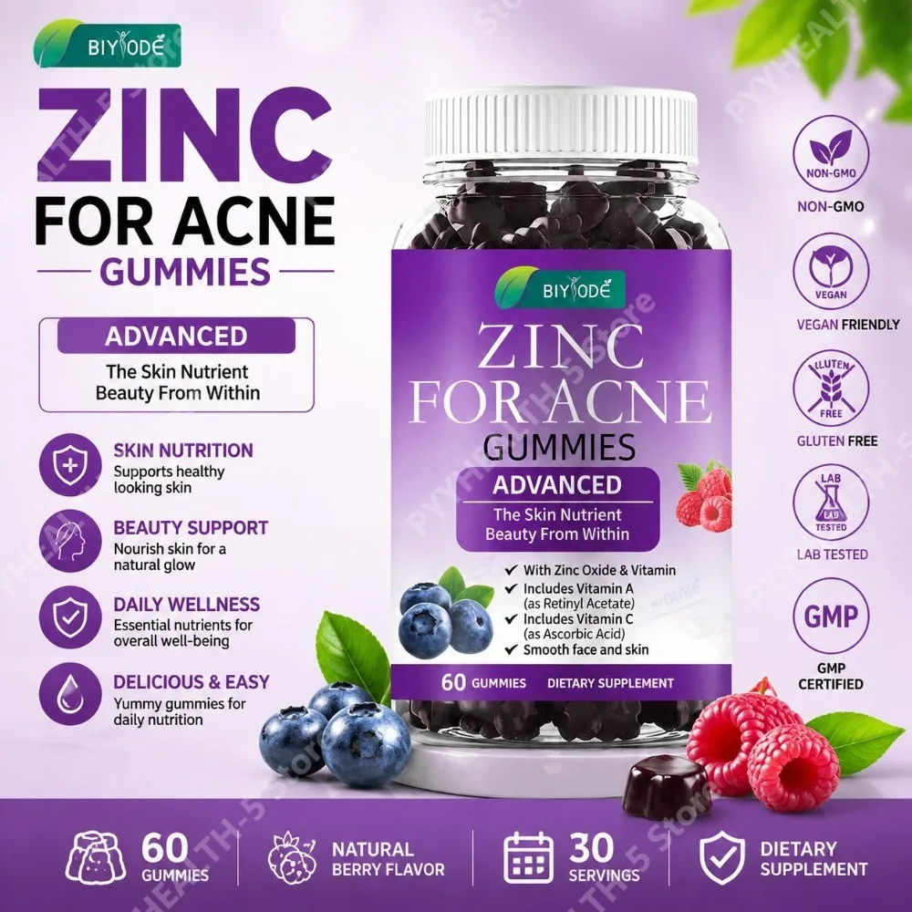 BIYODE Advanced Zinc Oxide Gummies with Vitamin A Retinyl Acetate and Vitamin C Ascorbic Acid, Smooth Face and Skin, 60 Gummies
BIYODE Advanced Zinc Oxide Gummies with Vitamin A Retinyl Acetate and Vitamin C Ascorbic Acid, Smooth Face and Skin, 60 Gummies