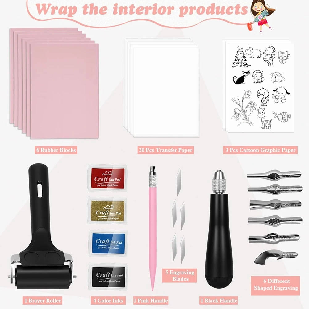 2026 New 47 Pcs Linocut Block Printing Kit Cartoon Pattern Paper, Complete Stamp Making Set for Beginners, Artists, DIY Crafts
2026 New 47 Pcs Linocut Block Printing Kit Cartoon Pattern Paper, Complete Stamp Making Set for Beginners, Artists, DIY Crafts