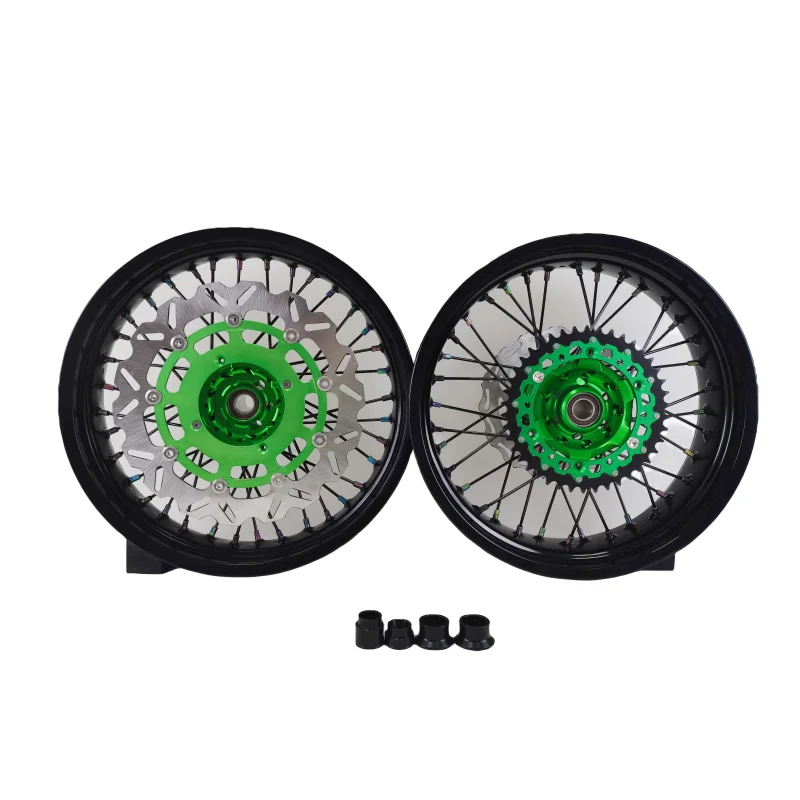 High Quality 17" Supermoto Wheels and Tires Rims Set Green and Red Fit KX125/250
High Quality 17" Supermoto Wheels and Tires Rims Set Green and Red Fit KX125/250