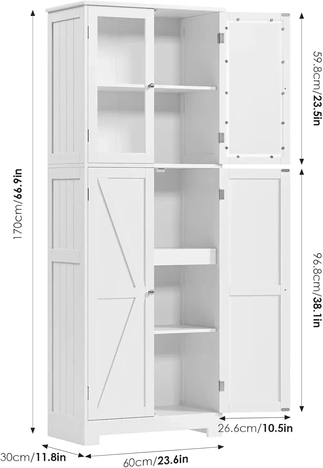 XMSJ-67" Tall Storage Cabinet,Kitchen Pantry Cabinet with Shelves for Bathroom, Kitchen, Laundry Room, Living Room, Hallway
XMSJ-67" Tall Storage Cabinet,Kitchen Pantry Cabinet with Shelves for Bathroom, Kitchen, Laundry Room, Living Room, Hallway