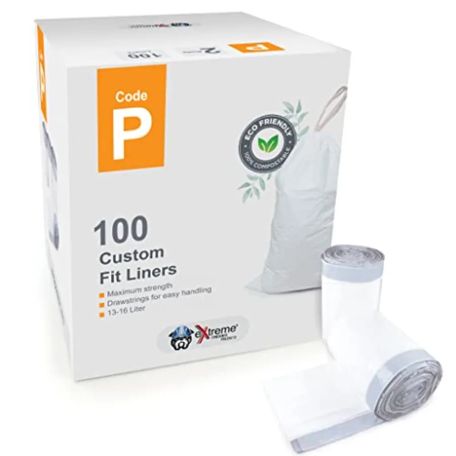 Compatible With Simplehuman Code P - Durable Custom Fit Plastic White Trash Bags w/Drawstring 50-60 Liter/ 13-16 Gallon Trash C
Compatible With Simplehuman Code P - Durable Custom Fit Plastic White Trash Bags w/Drawstring 50-60 Liter/ 13-16 Gallon Trash C