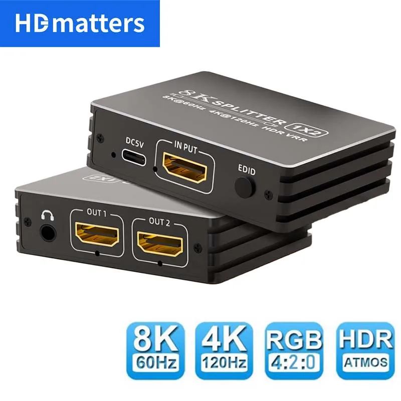 Разветвитель HDMI 2.1 4K 120 Гц 8K HDMI-сплиттер 1 в 2 выхода для Xbox Series X/S PS5 8K HDTV HDMI 2.1 Разветвитель аудиоэкстрактора
Разветвитель HDMI 2.1 4K 120 Гц 8K HDMI-сплиттер 1 в 2 выхода для Xbox Series X/S PS5 8K HDTV HDMI 2.1 Разветвитель аудиоэкстрактора