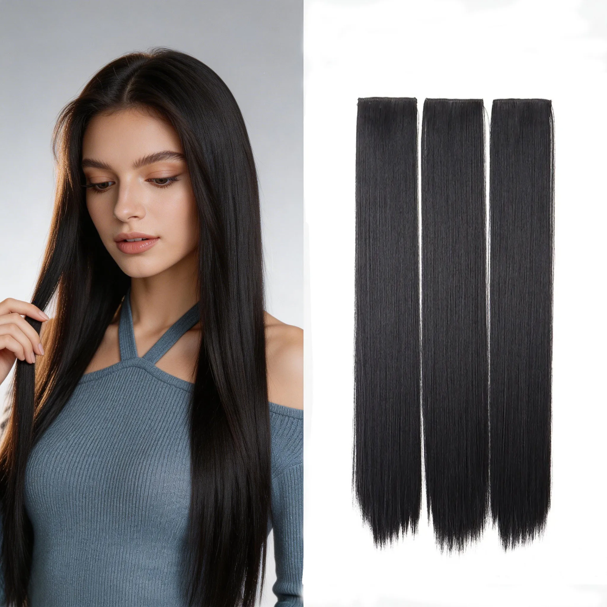 3Pcs Synthetic Straight Clip In Hair Extensions Invisible Seamless Hand-Knitted Lightweight BB Clips Natural Fluffy Hairpiece
3Pcs Synthetic Straight Clip In Hair Extensions Invisible Seamless Hand-Knitted Lightweight BB Clips Natural Fluffy Hairpiece