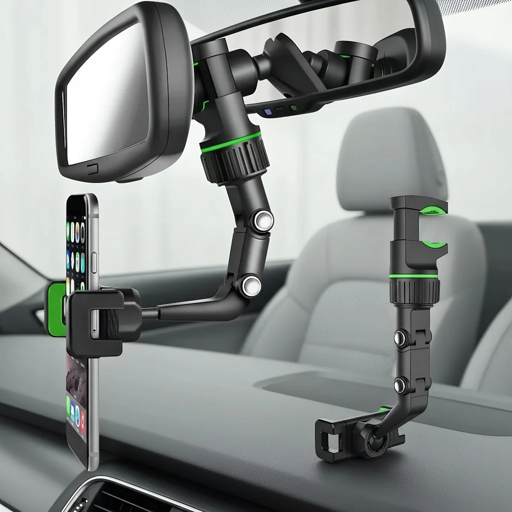 Car Rearview Mirror Phone Holder, 360° Rotating GPS Mount Universal for All Smartphones
Car Rearview Mirror Phone Holder, 360° Rotating GPS Mount Universal for All Smartphones