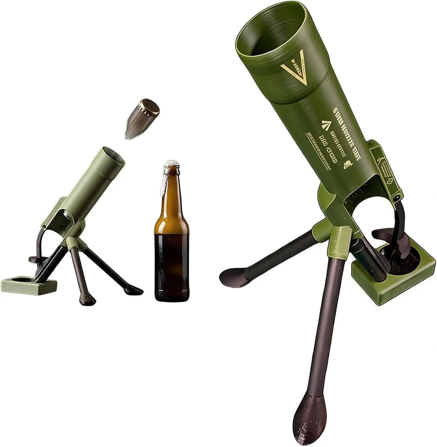 Beer Bottle Mortar Bottle Opener, 33/51mm Mortar Beer Bottle Opener Heavy-Duty Tactical Cap Launcher Hands-Free Push Down Opener
Beer Bottle Mortar Bottle Opener, 33/51mm Mortar Beer Bottle Opener Heavy-Duty Tactical Cap Launcher Hands-Free Push Down Opener