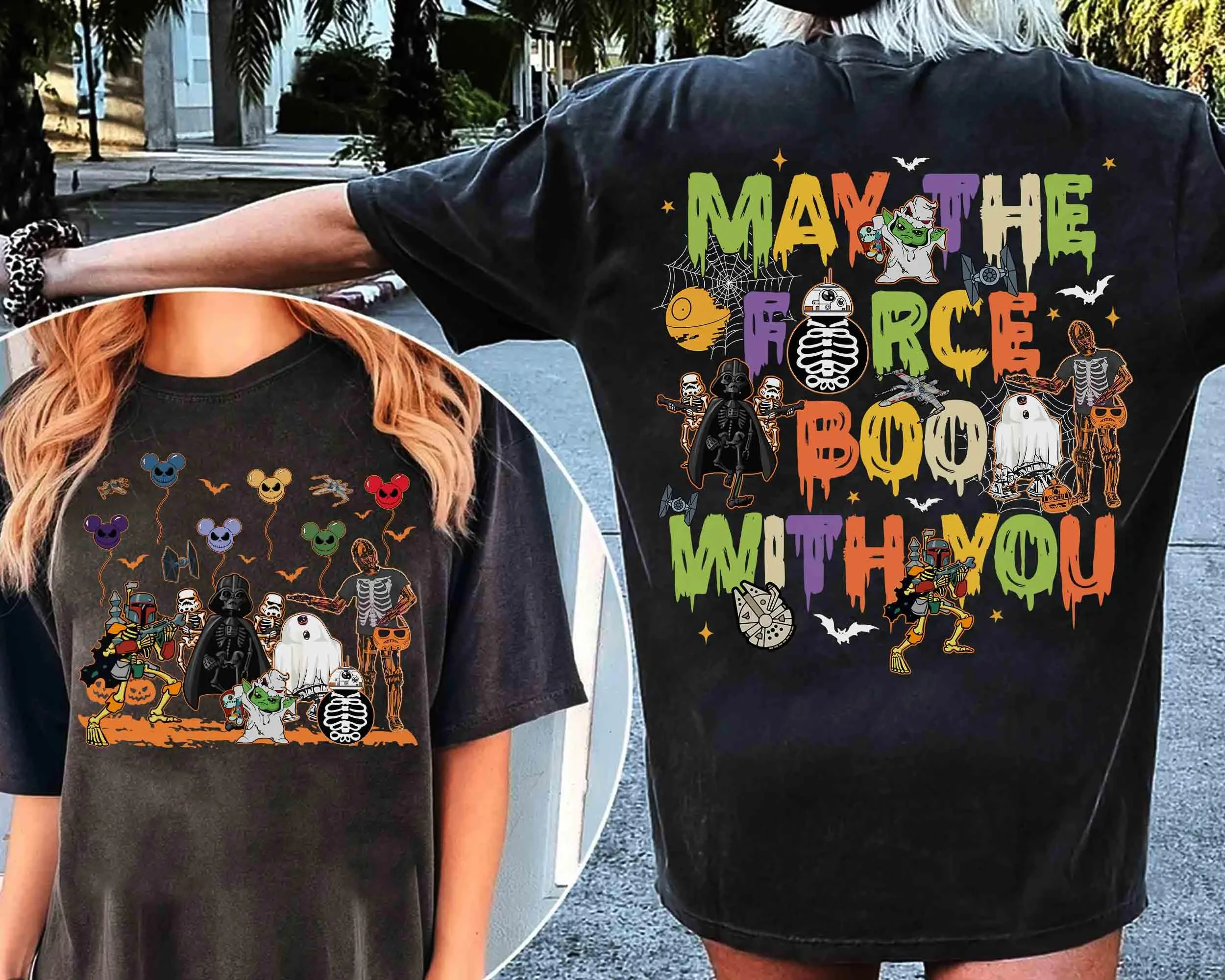 Star Wars May The Force Boo With You Mummy Skeleton Halloween Shirts Darth Vader R2-D2 Balloons Shirt
Star Wars May The Force Boo With You Mummy Skeleton Halloween Shirts Darth Vader R2-D2 Balloons Shirt