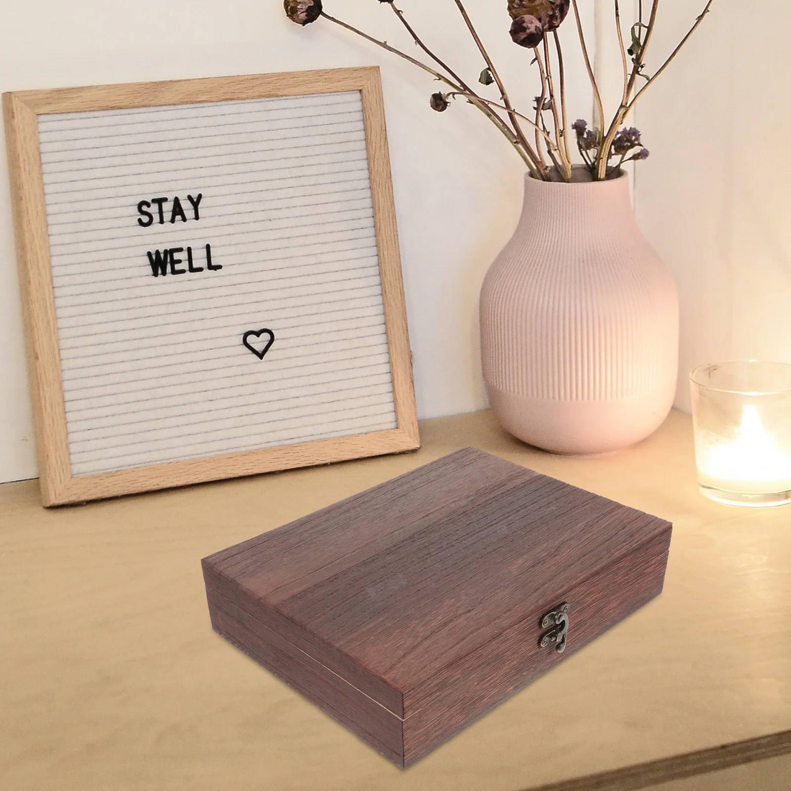 1 pc Retro Wooden Storage Box Flip Lid Dust-proof Jewelry Case Small Size Lightweight Decorative Keepsake Container
1 pc Retro Wooden Storage Box Flip Lid Dust-proof Jewelry Case Small Size Lightweight Decorative Keepsake Container
