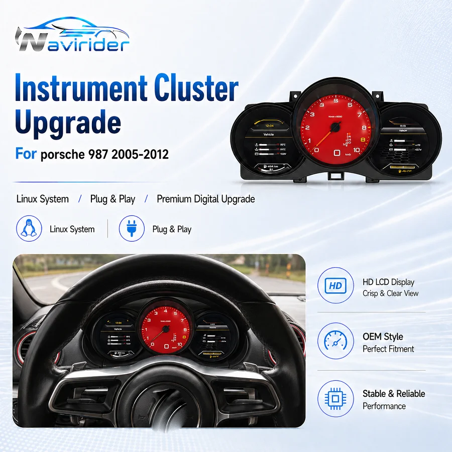 For Porsche 987 Boxster Cayman 2005 - 2012 Digital Instrument Cluster LCD Dashboard Upgrade Speedometer Cockpit Linux HD Screen
For Porsche 987 Boxster Cayman 2005 - 2012 Digital Instrument Cluster LCD Dashboard Upgrade Speedometer Cockpit Linux HD Screen