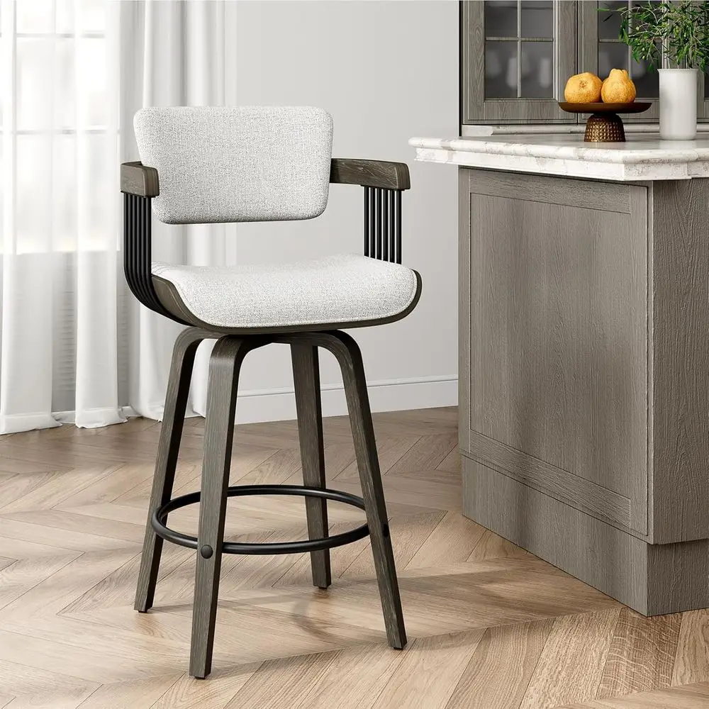 Set of 2 Linen-Clad 26 Counter Height Swivel Bar Stools with Arms and Backrest for Kitchen Island and Dining Room, Light Grey
Set of 2 Linen-Clad 26 Counter Height Swivel Bar Stools with Arms and Backrest for Kitchen Island and Dining Room, Light Grey