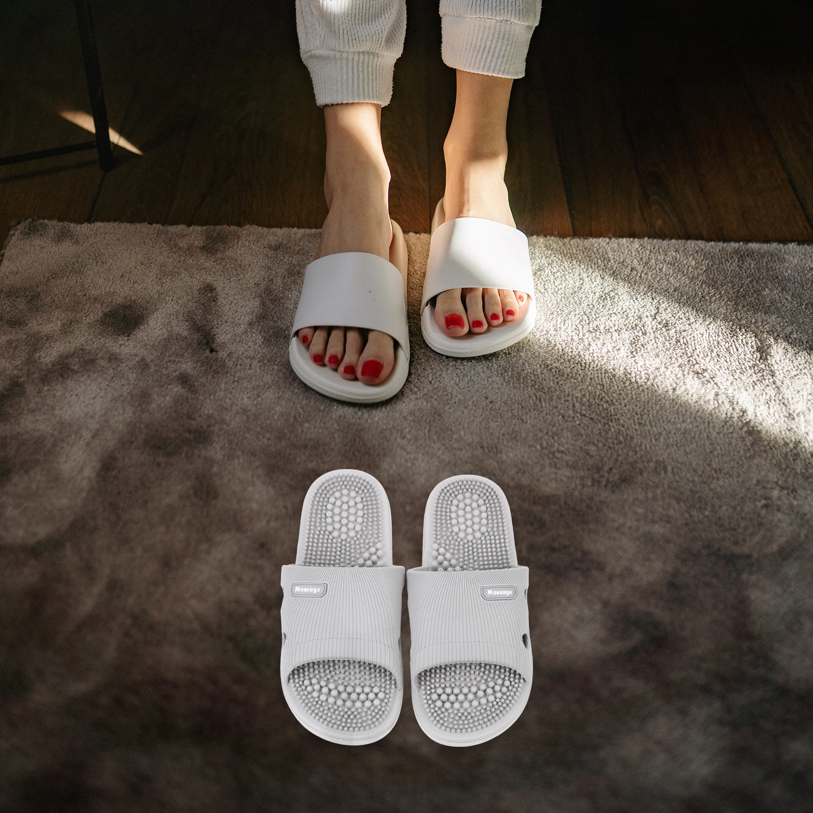 Summer Home Anti Slip Breathable Slippers for Women Men Grey 43 44 Size PVC Sole Massaging Design Indoor Footwear Bathroom Shoes
Summer Home Anti Slip Breathable Slippers for Women Men Grey 43 44 Size PVC Sole Massaging Design Indoor Footwear Bathroom Shoes