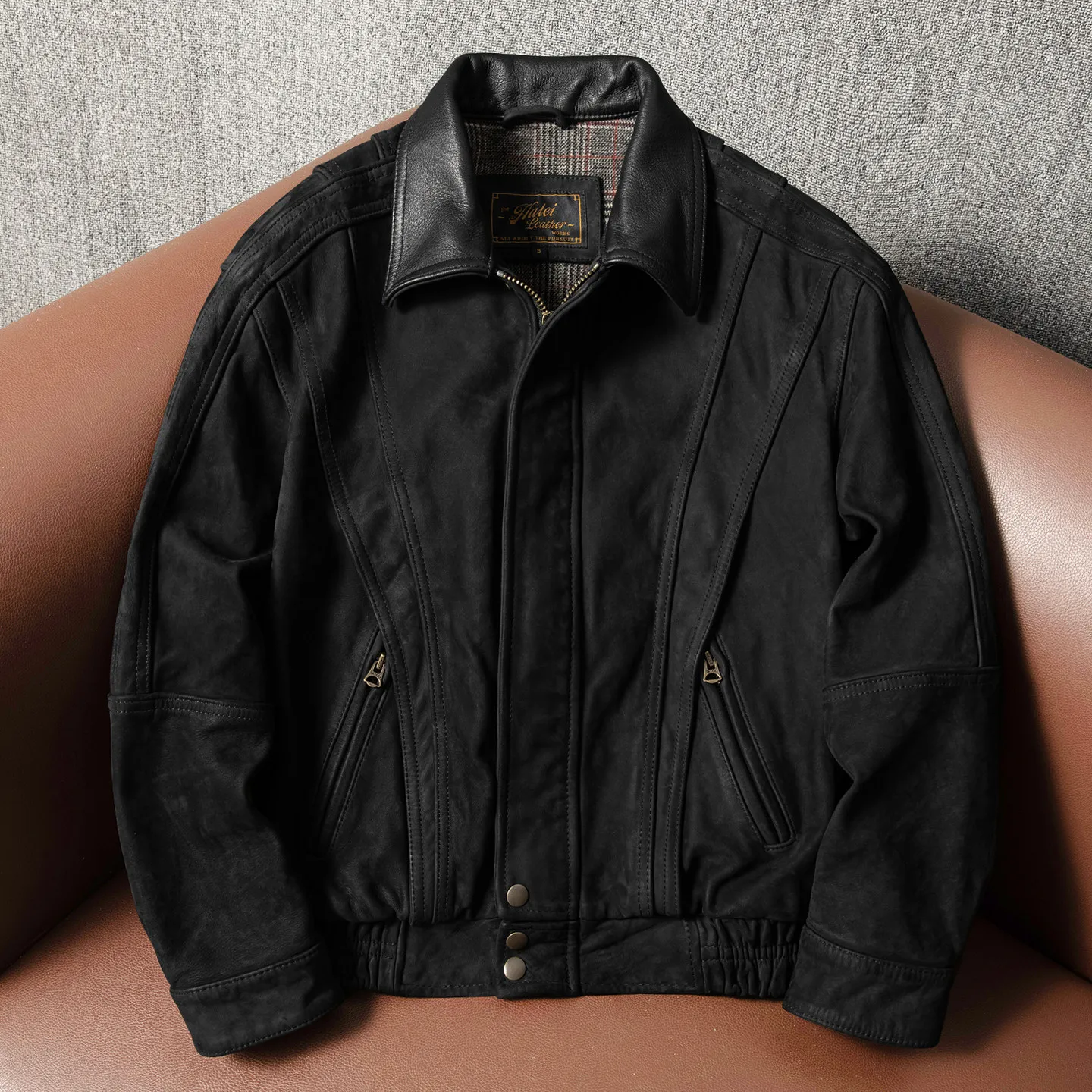 Uncoated Top Scrub Soft Cowhide Men's Large Size Washed Vintage Leather Jacket
Uncoated Top Scrub Soft Cowhide Men's Large Size Washed Vintage Leather Jacket