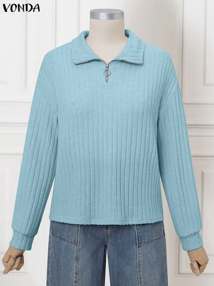 VONDA Autumn Zipper Kintted Sweaters Women Fashion Long Sleeve Jumpers 2025 Casual Solid Knitwear Loose Elegant Office Pullovers
VONDA Autumn Zipper Kintted Sweaters Women Fashion Long Sleeve Jumpers 2025 Casual Solid Knitwear Loose Elegant Office Pullovers