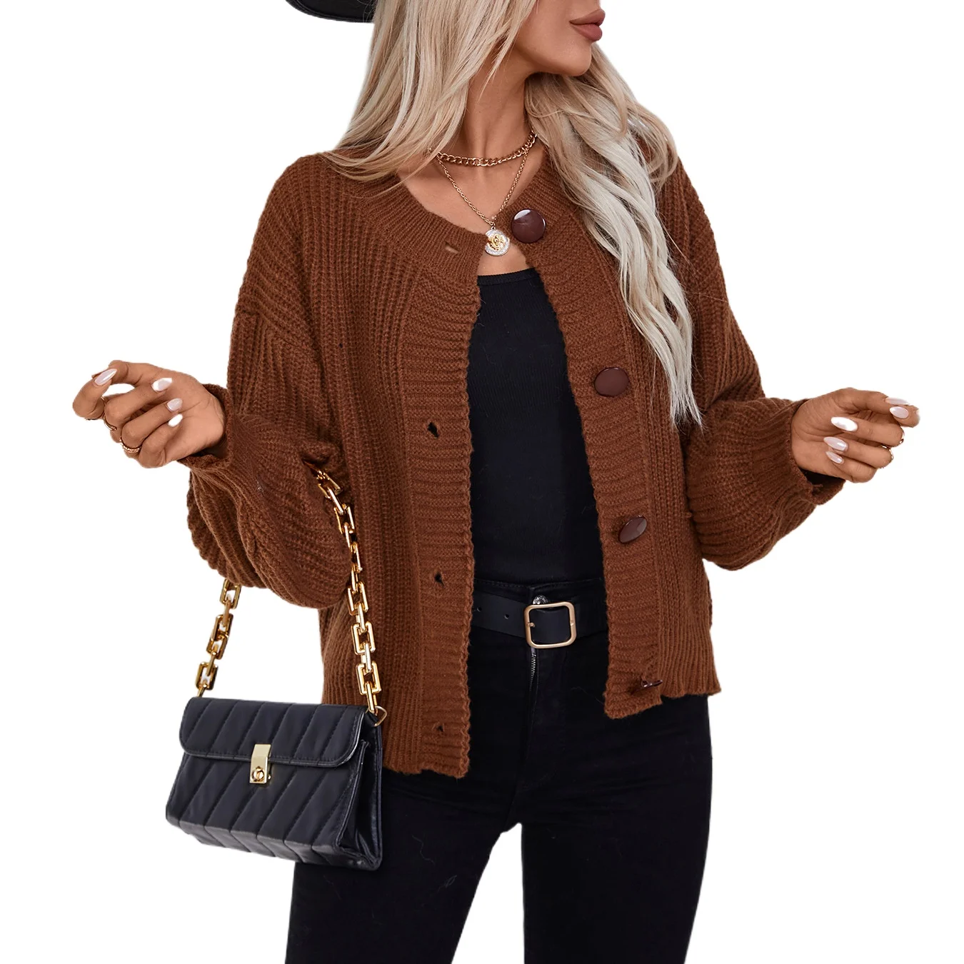 2024 Fall/Winter Solid Color Single-Breasted Knitted Cardigan Women's and American Foreign Trade Long Sleeve Sweater Jacket
2024 Fall/Winter Solid Color Single-Breasted Knitted Cardigan Women's and American Foreign Trade Long Sleeve Sweater Jacket