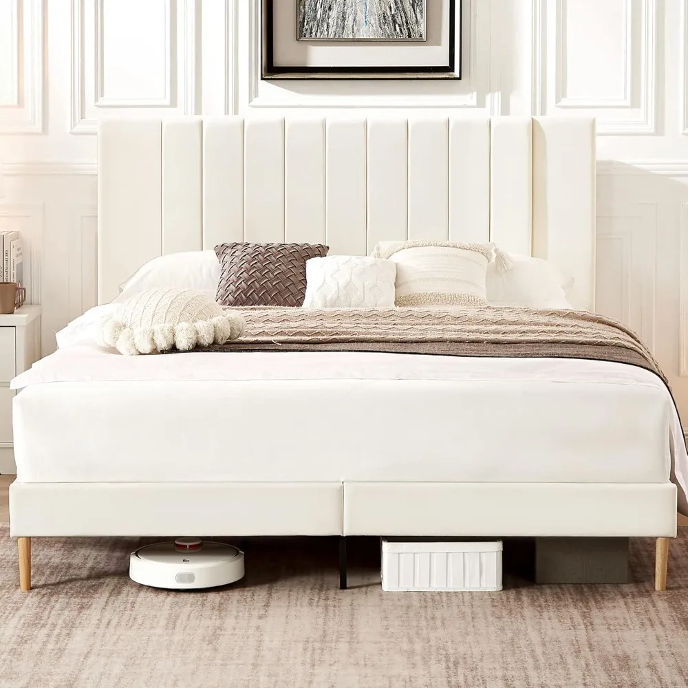 Flolinda Queen Size Platform Bed Frame with Velvet Upholstered Headboard and Wooden Slats Support, Fully Upholstered Mattress Fo
Flolinda Queen Size Platform Bed Frame with Velvet Upholstered Headboard and Wooden Slats Support, Fully Upholstered Mattress Fo