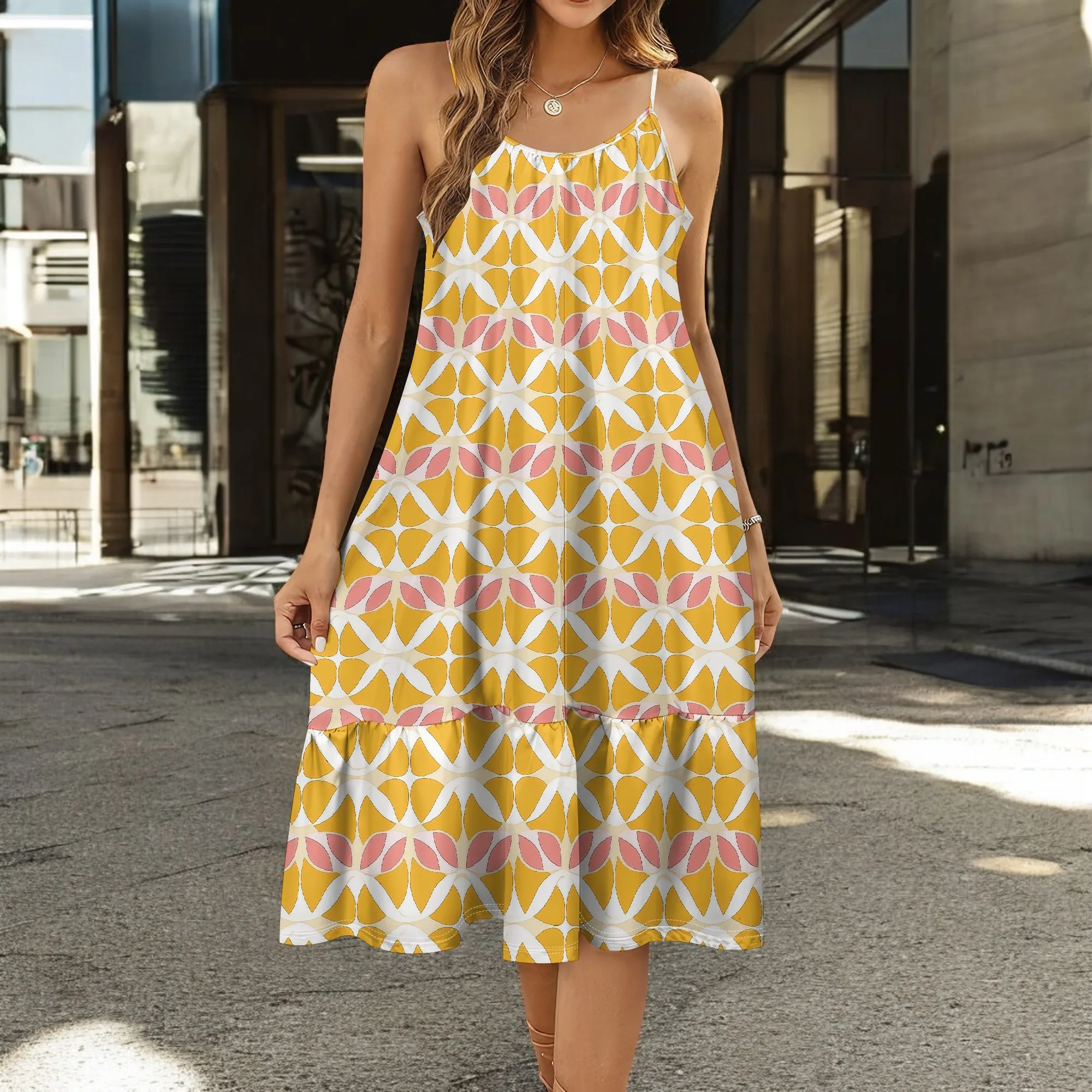 Women's Geometric Floral Print Sundress Sleeveless Retro Yellow Pink Holiday Summer Beach A-Line Dress
Women's Geometric Floral Print Sundress Sleeveless Retro Yellow Pink Holiday Summer Beach A-Line Dress