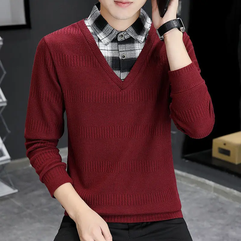 Fashion Lapel Knitted Spliced Lattice Fake Two Pieces Sweater Men's Clothing 2022 Autumn New Casual Pullovers Loose Korean Tops
Fashion Lapel Knitted Spliced Lattice Fake Two Pieces Sweater Men's Clothing 2022 Autumn New Casual Pullovers Loose Korean Tops