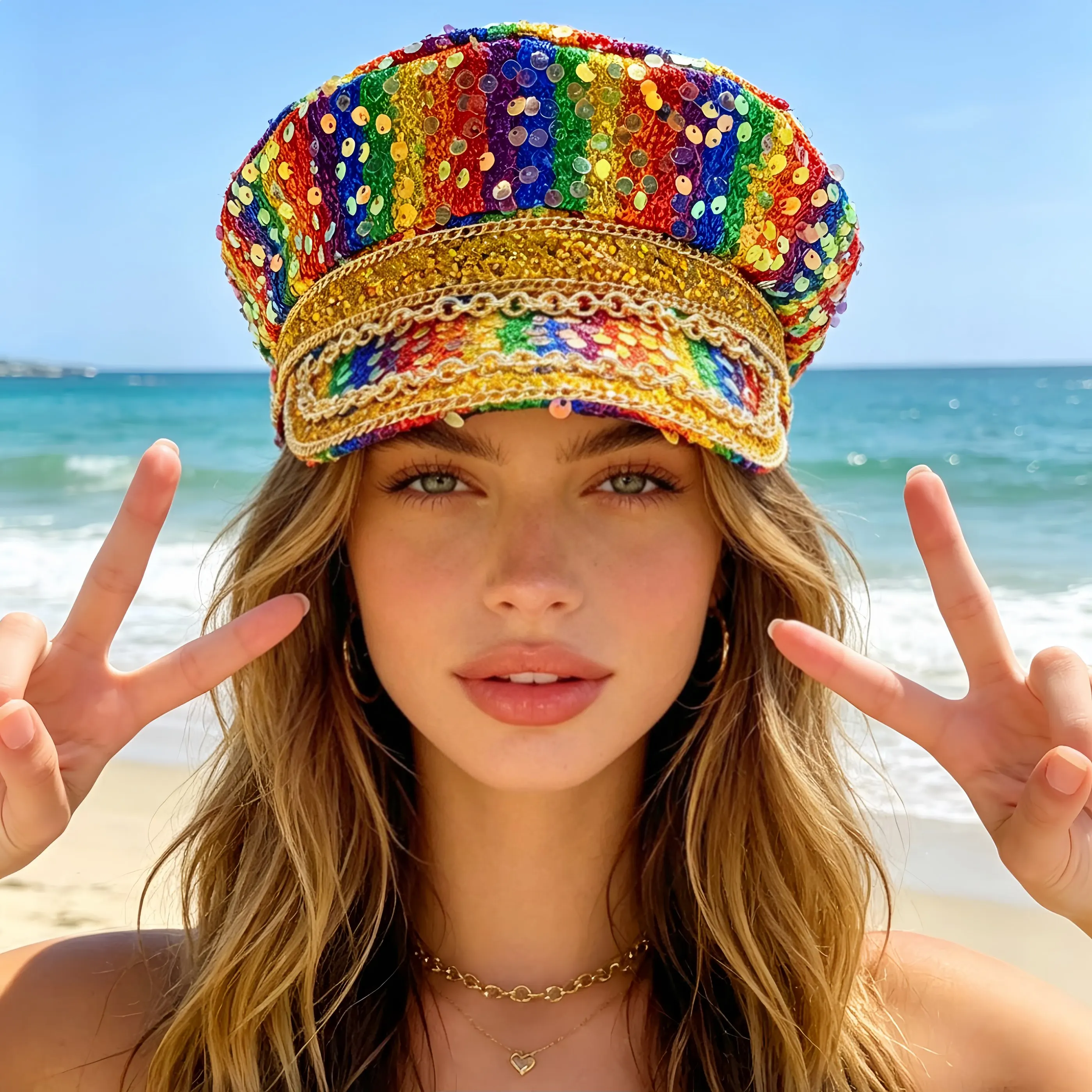 Rhinestone Captain Hat Women, Cosplay Cap, Luxury Festival Hats, Burning Man Halloween Anime Convention Costume Accessories
Rhinestone Captain Hat Women, Cosplay Cap, Luxury Festival Hats, Burning Man Halloween Anime Convention Costume Accessories