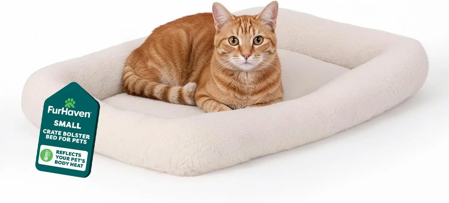 FurHaven Dog Bed for Extra Small Dogs & Cats, Bolster Crate Pad with Soft Supportive Base for Carriers & Kennels, Machine Washable, Extra Small, Sherpa Fleece, Cream
FurHaven Dog Bed for Extra Small Dogs & Cats, Bolster Crate Pad with Soft Supportive Base for Carriers & Kennels, Machine Washable, Extra Small, Sherpa Fleece, Cream