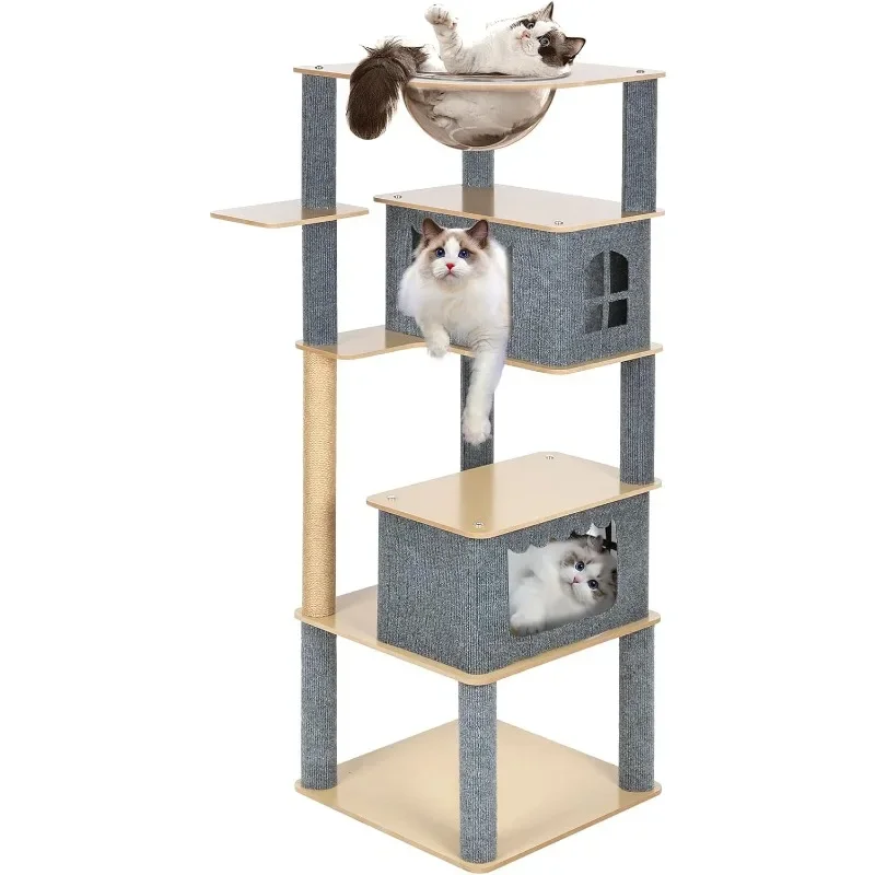 Cat Tree Tower Tall 54" H for Small Cats and Large Cats with Condos, Hammock, Scratching Post, Jumping Platform, Grey
Cat Tree Tower Tall 54" H for Small Cats and Large Cats with Condos, Hammock, Scratching Post, Jumping Platform, Grey