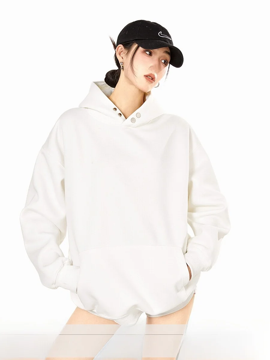 American Retro Hoodie Women's Loose Casual Outerwear Spring New Style White Lazy Style Streetwear Cotton Polyester Blend
American Retro Hoodie Women's Loose Casual Outerwear Spring New Style White Lazy Style Streetwear Cotton Polyester Blend