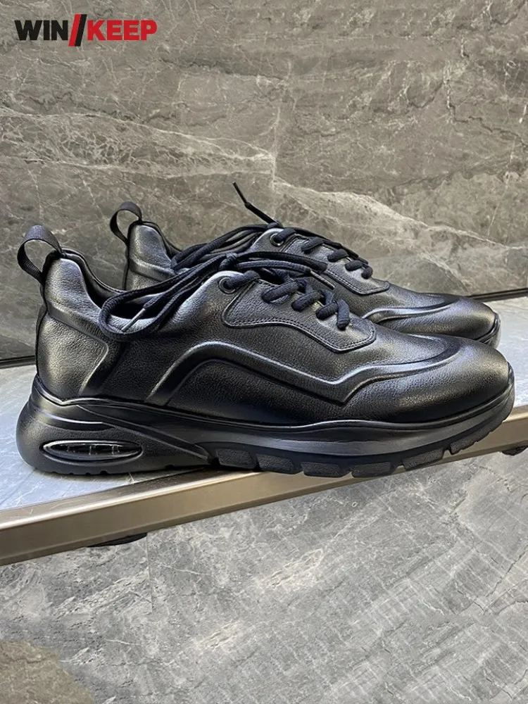 Round Toe Solid Color Cowhide Genuine Leather Sport Shoes Men Lace Up Spring Autumn Running Trainers Comfortable Mens Sneakers
Round Toe Solid Color Cowhide Genuine Leather Sport Shoes Men Lace Up Spring Autumn Running Trainers Comfortable Mens Sneakers