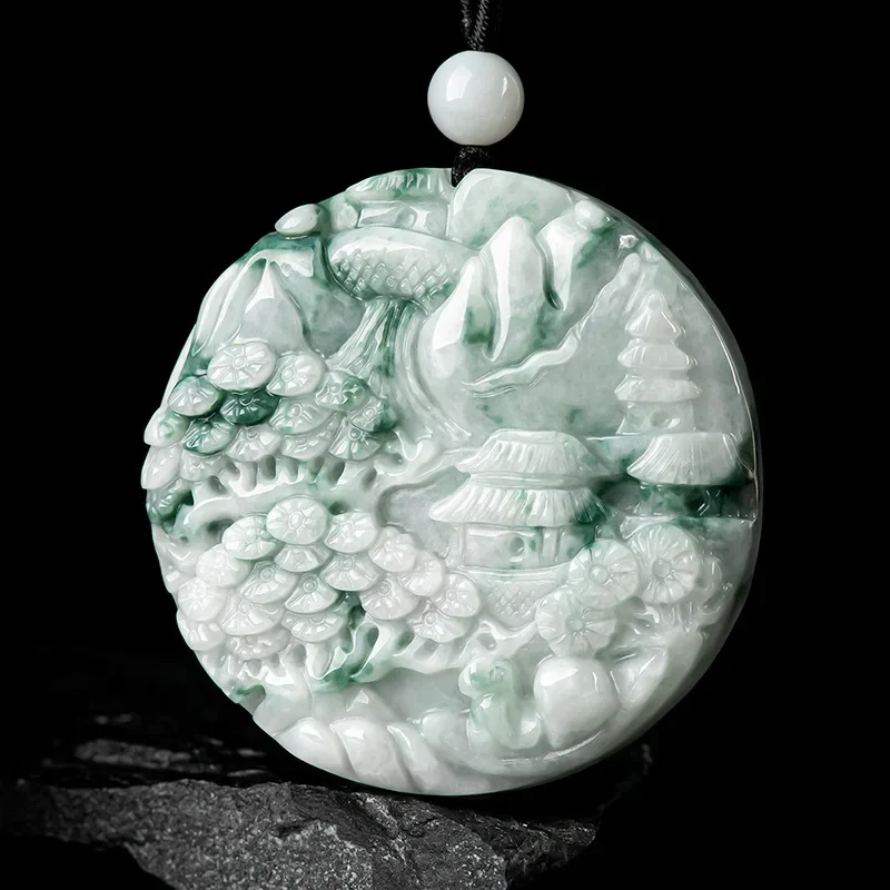Natural Myanmar A Jade Pendant with Floating Flower Landscape Brand Ice Type Pendant Pendant for Men and Women's Jade Necklace
Natural Myanmar A Jade Pendant with Floating Flower Landscape Brand Ice Type Pendant Pendant for Men and Women's Jade Necklace
