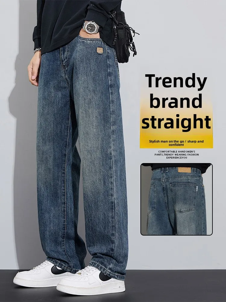 Loose Men's Casual Jeans mid Waist Zipper Straight Leg High Street Sle American Loose Fit Autumn Spring Vintage Jeans
Loose Men's Casual Jeans mid Waist Zipper Straight Leg High Street Sle American Loose Fit Autumn Spring Vintage Jeans